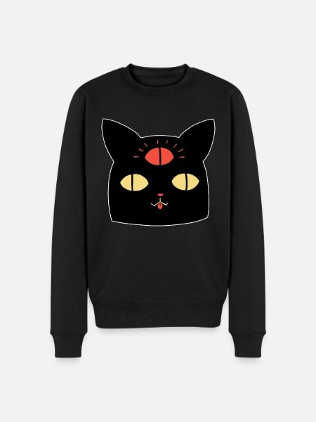 Cat and Third Eye - Men's Premium Organic Jumper - black