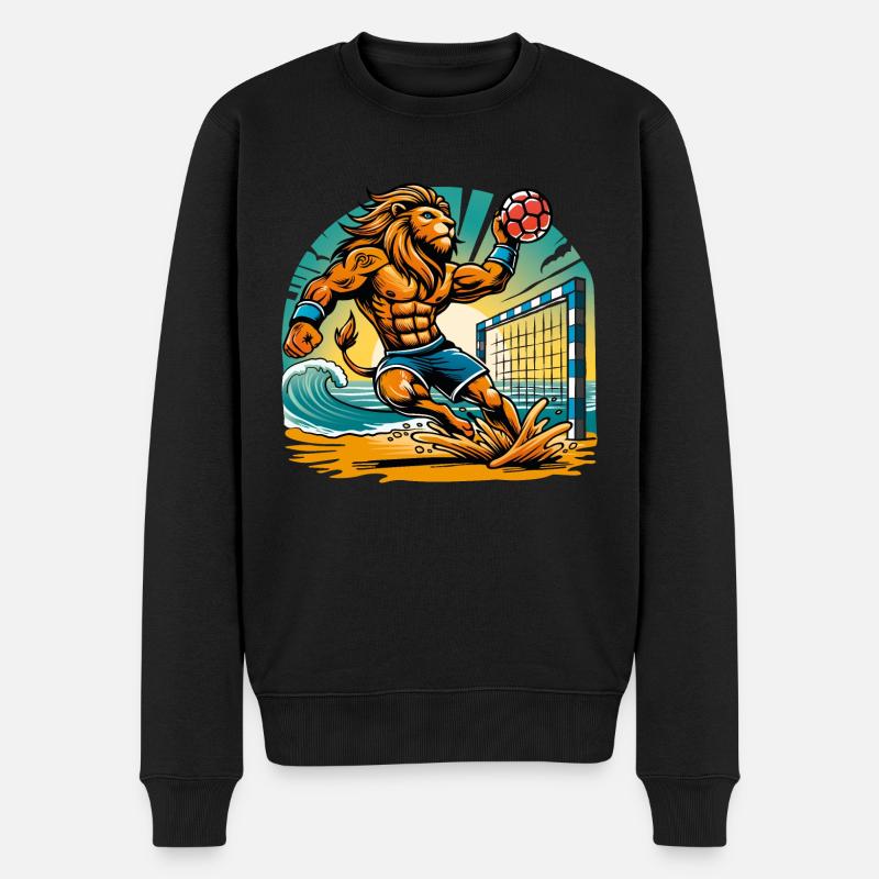 Löwe Beach Handball - Männer Premium Bio Pullover - Schwarz
