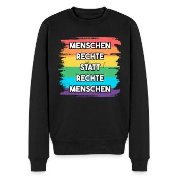 Menschenrechte statt rechte Menschen LGBT Vielfalt - Männer Premium Bio Pullover - Schwarz - Vorne - Nico (187cm)