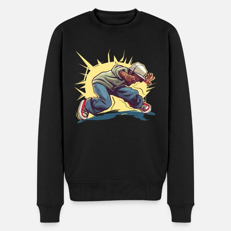 Breakdancer Grafik - Männer Premium Bio Pullover - Schwarz
