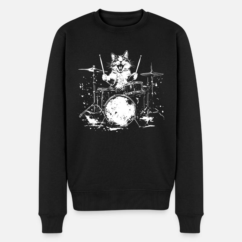 Cat Drums Drummer Drums Drummer Rock - Pull Premium bio Homme - noir