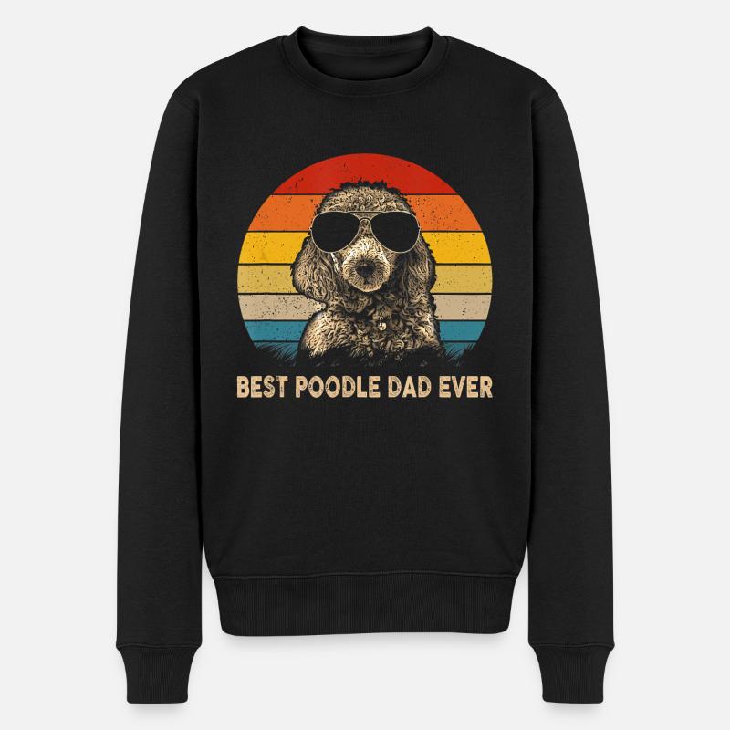 Vintage bester Pudel Papa aller Zeiten Hund Papa Vater - Männer Premium Bio Pullover - Schwarz