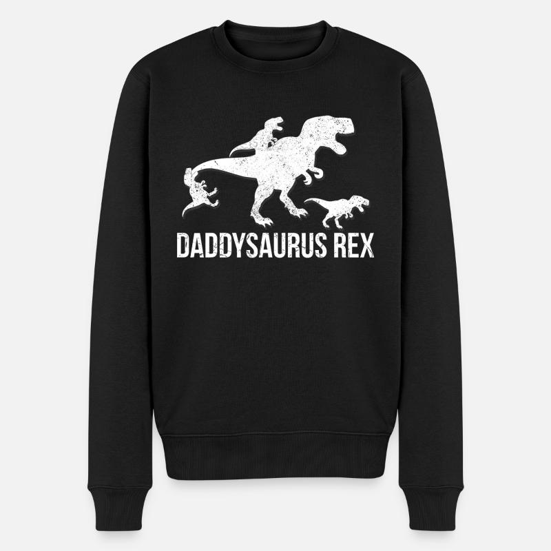 Daddysaurus Rex 3 kids T Shirt - Männer Premium Bio Pullover - Schwarz