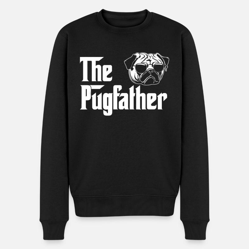 Funny Pug Owner Shirt The Pugfather Pug Father - Männer Premium Bio Pullover - Schwarz