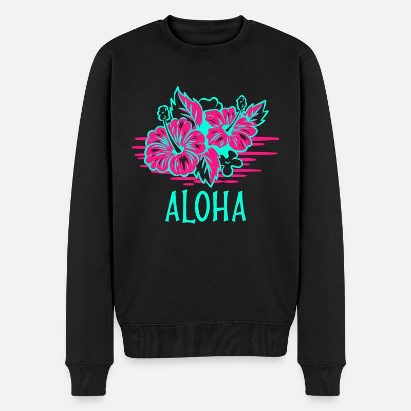 Aloha Hibiskus Floral Hawaii Geschenk Surfer kona - Männer Premium Bio Pullover - Schwarz