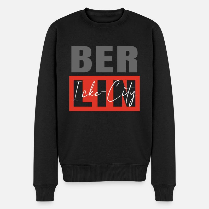 Berlin Icke City - Männer Premium Bio Pullover - Schwarz