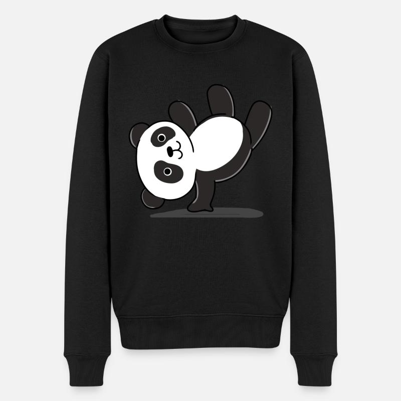 Panda Handstand - Männer Premium Bio Pullover - Schwarz