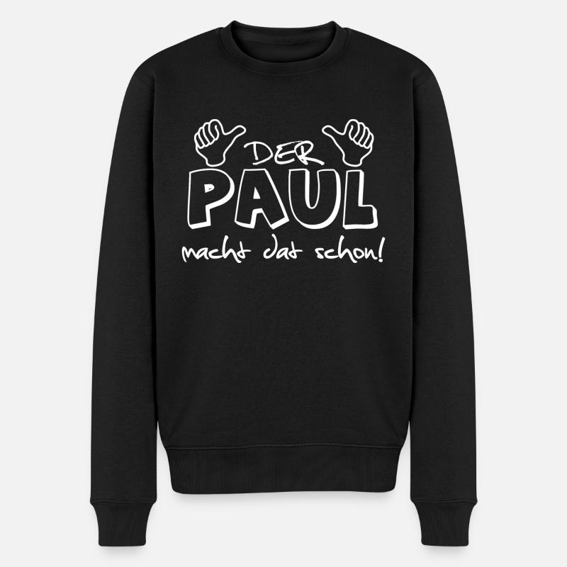 paul - Männer Premium Bio Pullover - Schwarz