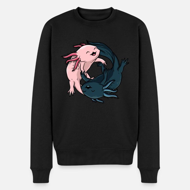 Axolotl Yin Yang Geschenk Cute kawaii japan - Männer Premium Bio Pullover - Schwarz