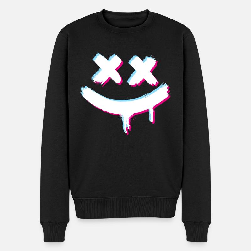 Smiley Smile Glitch Mal - Pull Premium bio Homme - noir