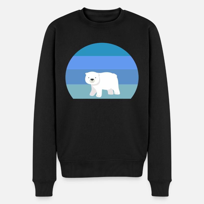 Arktis Tier Retro Eisbär - Männer Premium Bio Pullover - Schwarz