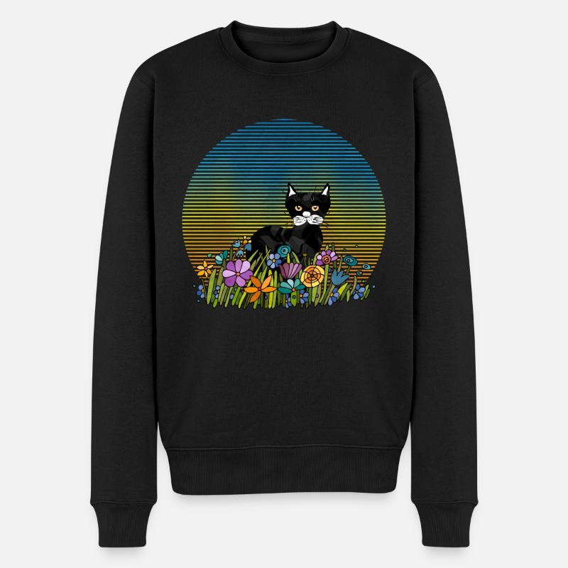 Katze - Männer Premium Bio Pullover - Schwarz