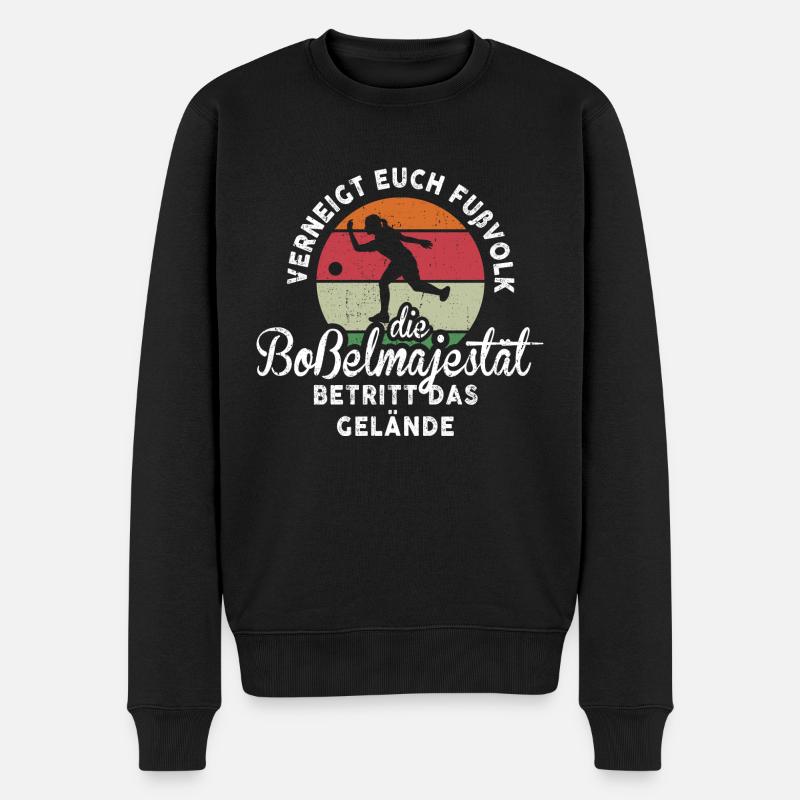 Verneigt euch Fußvolk die Boßelmajestät - Männer Premium Bio Pullover - Schwarz
