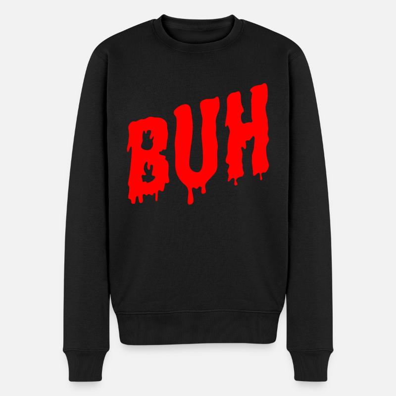 Ein rotes flüssiges buh für Halloween - Männer Premium Bio Pullover - Schwarz
