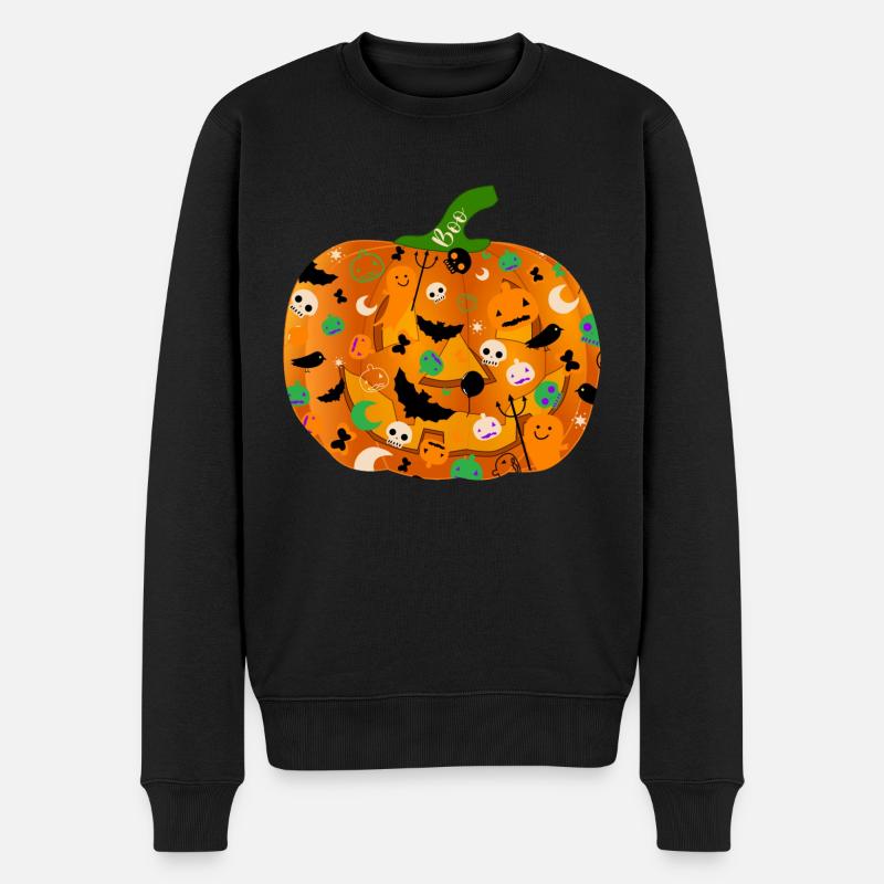 Kürbis Halloween Boo - Männer Premium Bio Pullover - Schwarz
