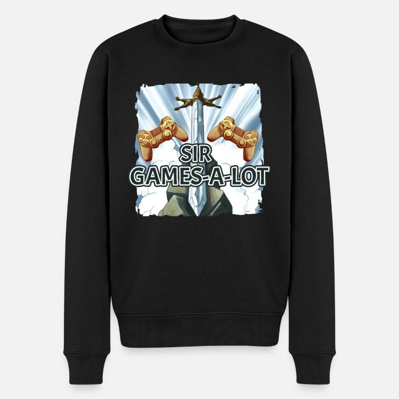 Gamesalot Controller Zocken Camelot Schwert - Männer Premium Bio Pullover - Schwarz