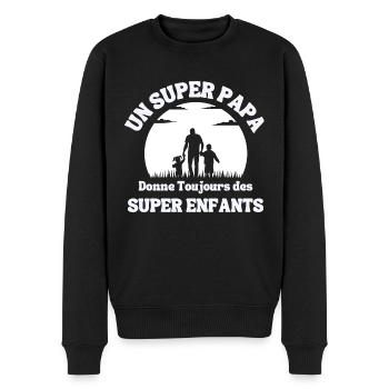 Un super Papa donne Toujours des Super Enfants - Pull Premium bio Homme - noir - Devant - Nico (187cm)