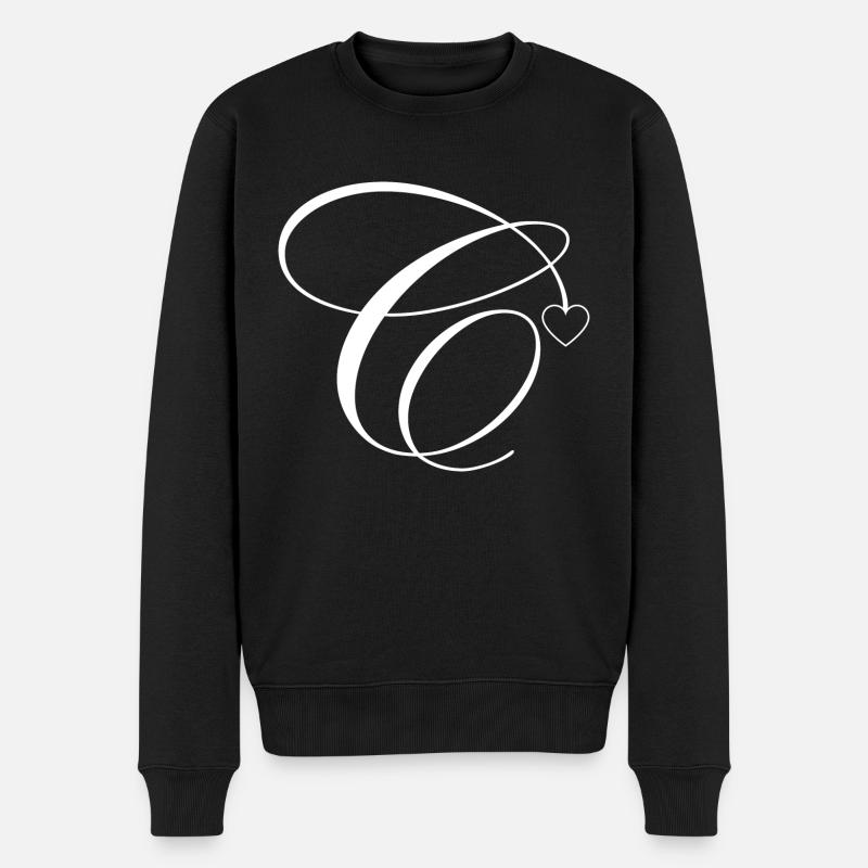 Buchstabe c Kalligraphie Herz - Männer Premium Bio Pullover - Schwarz