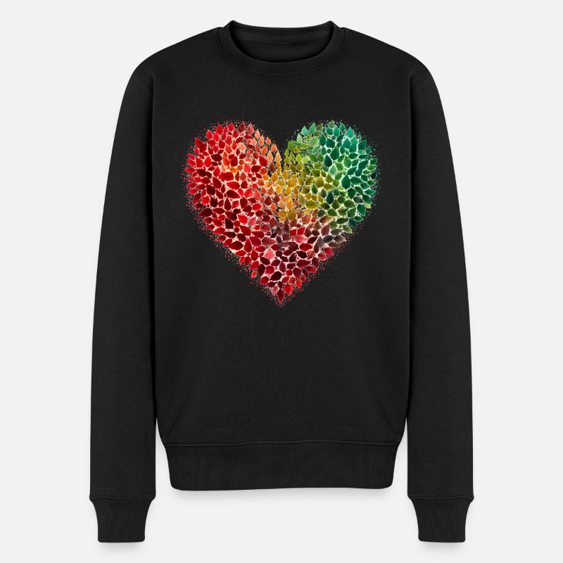 Herz Herbst Halloween Blätter - Männer Premium Bio Pullover - Schwarz