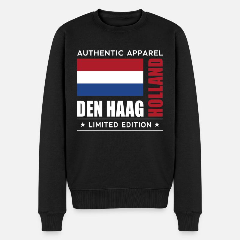 Den Haag - Männer Premium Bio Pullover - Schwarz