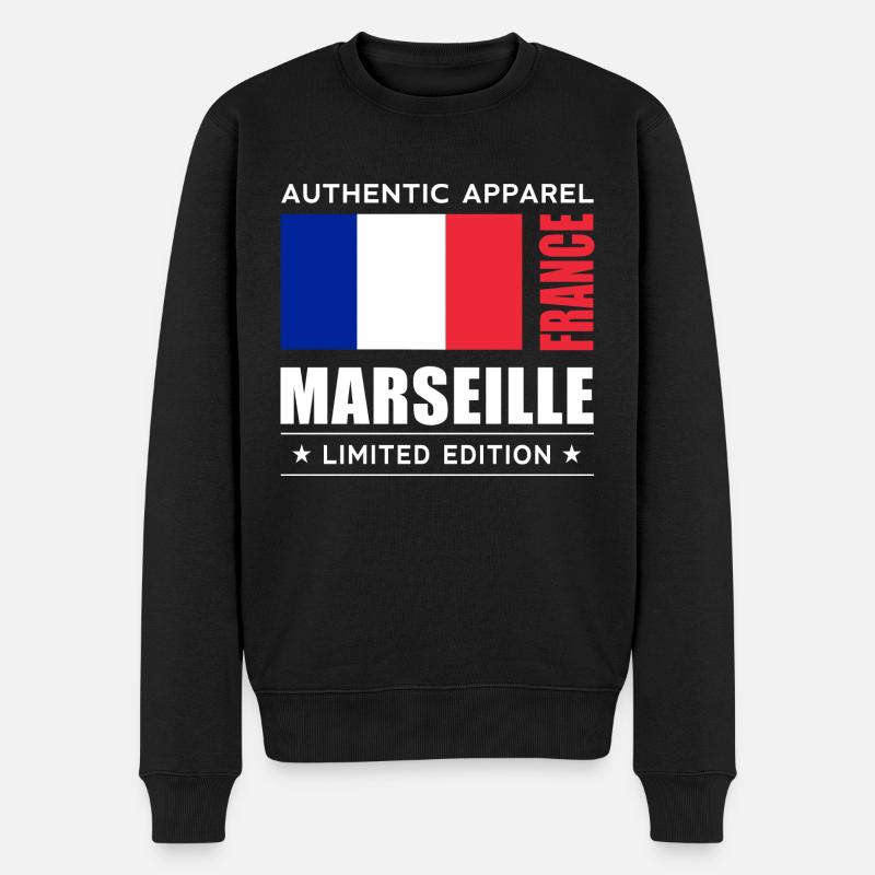 Marseille - Männer Premium Bio Pullover - Schwarz