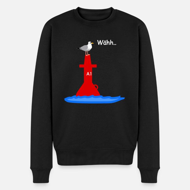 Segler Möwe - Männer Premium Bio Pullover - Schwarz