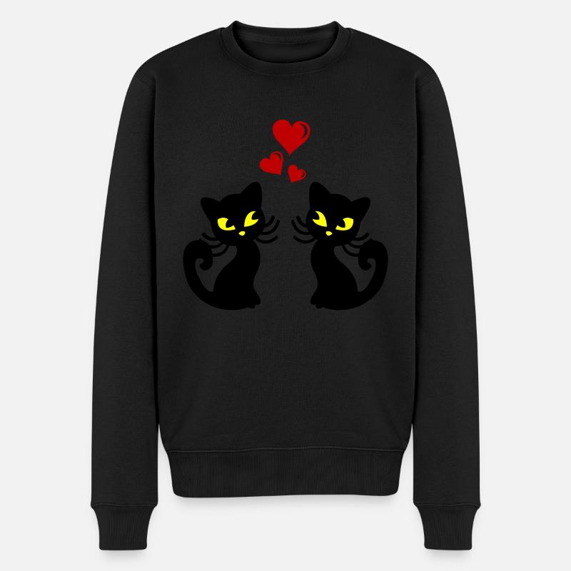 Katzen - Männer Premium Bio Pullover - Schwarz