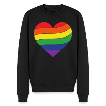 Regenbogen Herz | Pride - Männer Premium Bio Pullover - Schwarz - Vorne - Nico (187cm)