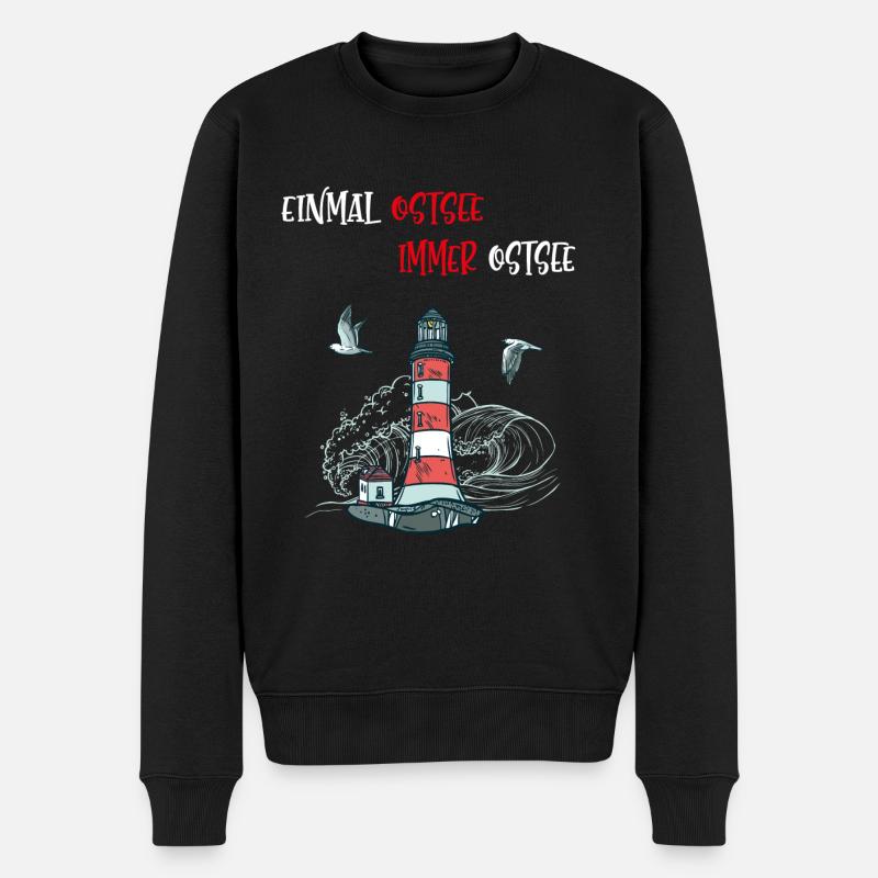 Einmal Ostsee immer Ostsee Statement Spruch - Männer Premium Bio Pullover - Schwarz