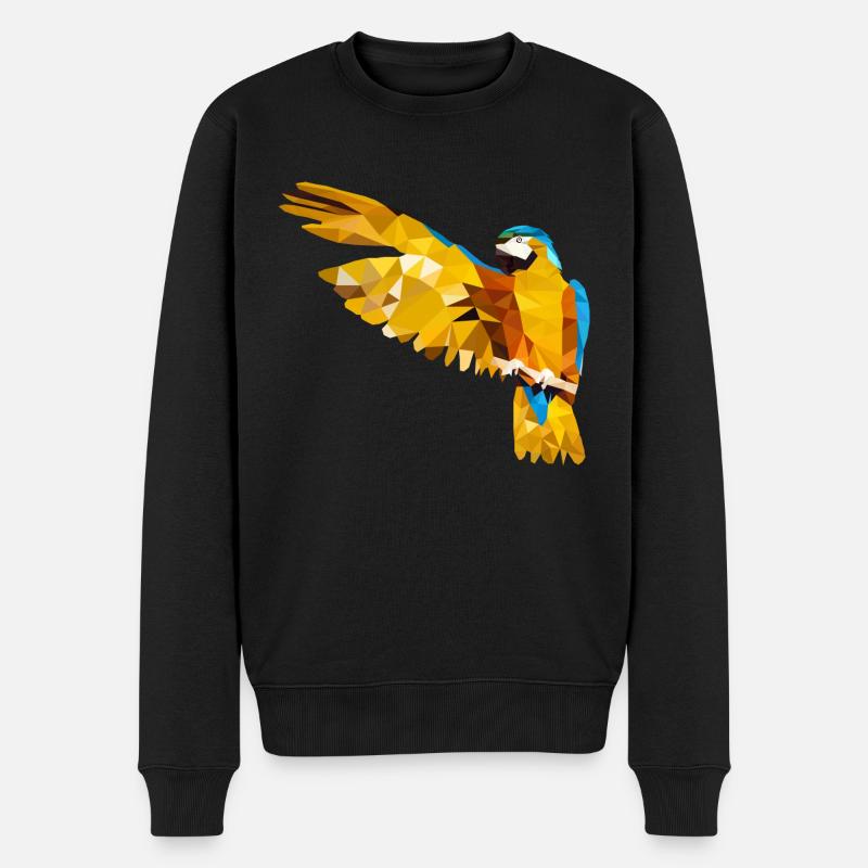 Oiseau polygone perroquet - Pull Premium bio Homme - noir