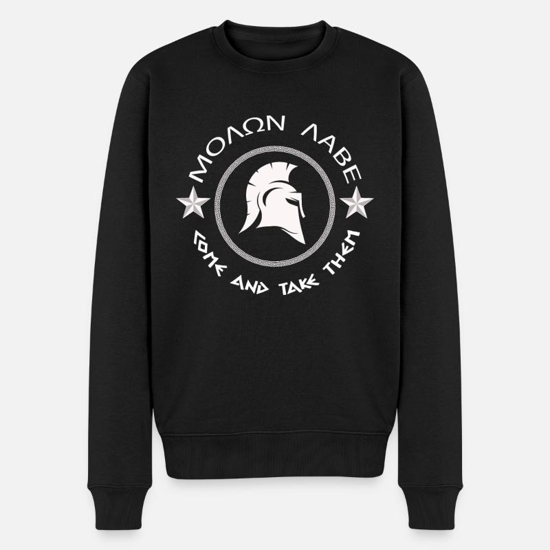 Sparta - Molon Labe - Griechischer Kreis Weiß - Männer Premium Bio Pullover - Schwarz