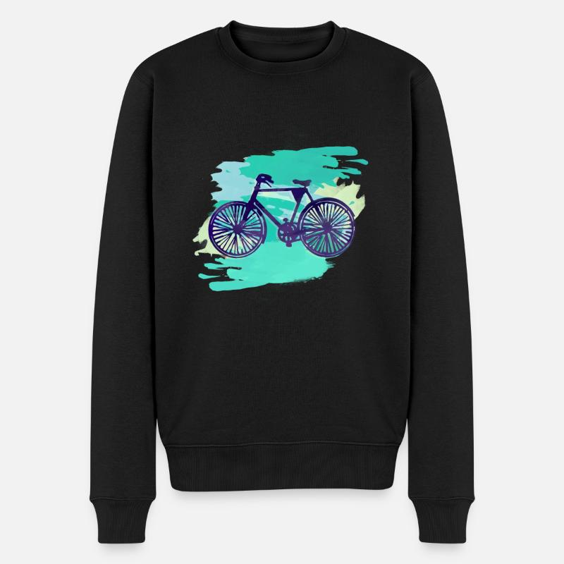 Fahrrad,malerei, illustration, wasserfarbe, mint - Männer Premium Bio Pullover - Schwarz
