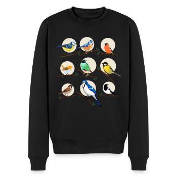 Gartenvögel, Vögel, Meisen, - Männer Premium Bio Pullover - Schwarz - Vorne - Nico (187cm)