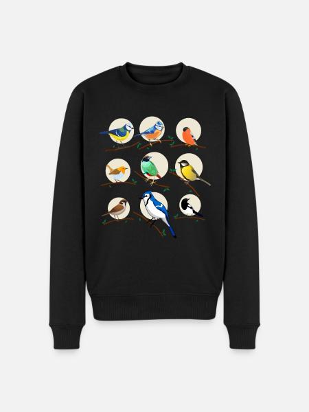 oiseaux, oiseaux, mésanges, - Pull Premium bio Homme - noir