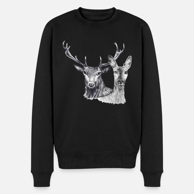 Cerfs et biches - Pull Premium bio Homme - noir
