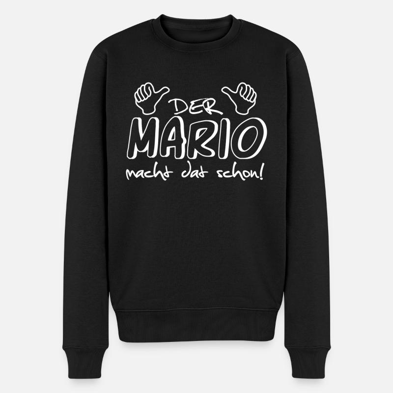 mario - Männer Premium Bio Pullover - Schwarz