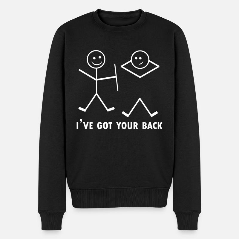 Ich habe deinen Rücken, Stickman. - Männer Premium Bio Pullover - Schwarz