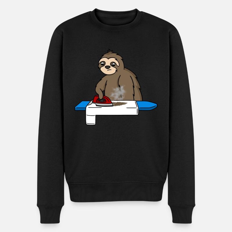 Faultier bügelt sehr langsam - Männer Premium Bio Pullover - Schwarz