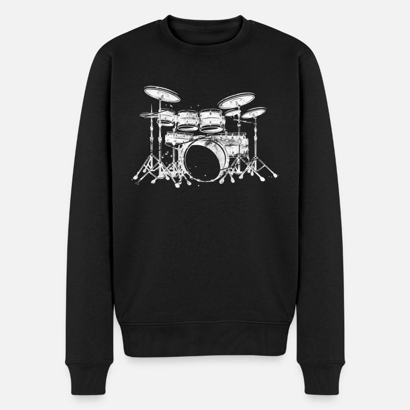 Schlagzeug Schlagzeuger Geschenk Musiker - Männer Premium Bio Pullover - Schwarz