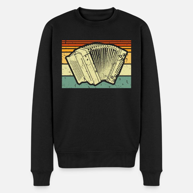 Retro Ziehharmonika, Steirische Harmonika Quetschn - Männer Premium Bio Pullover - Schwarz