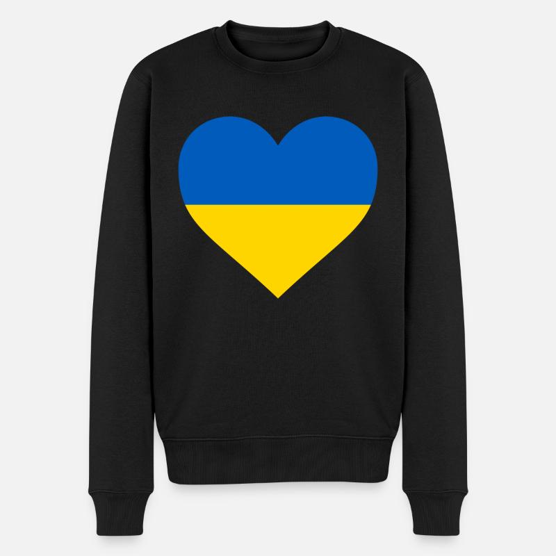 Ukraine Herz - Männer Premium Bio Pullover - Schwarz