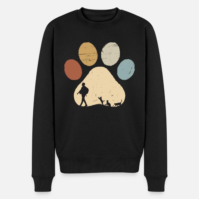 Ich Meine Follower Katze Katzenpfoten Vintage - Männer Premium Bio Pullover - Schwarz