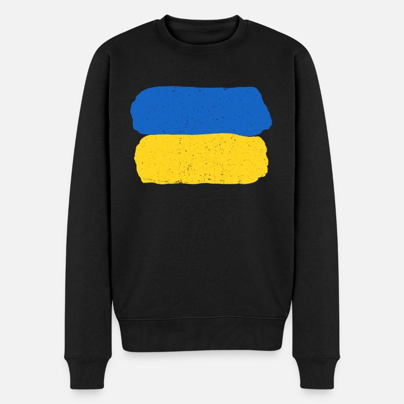 Stay with Ukraine - Männer Premium Bio Pullover - Schwarz