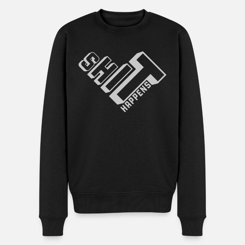 Shit happens Schicksal Motto - Männer Premium Bio Pullover - Schwarz