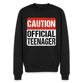 Caution Official Teenager - 13 years old - Men's Premium Organic Jumper - black - Front - Nico (187cm)