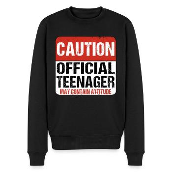 Caution Official May contain Attitude 13 years old - Men's Premium Organic Jumper - black - Front - Nico (187cm)