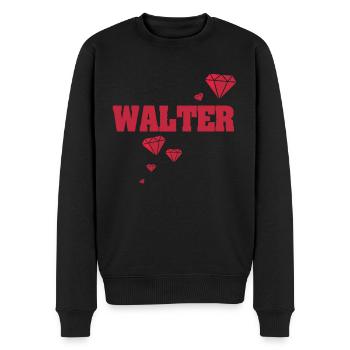 Geschenkidee Walter - Männer Premium Bio Pullover - Schwarz - Vorne - Nico (187cm)