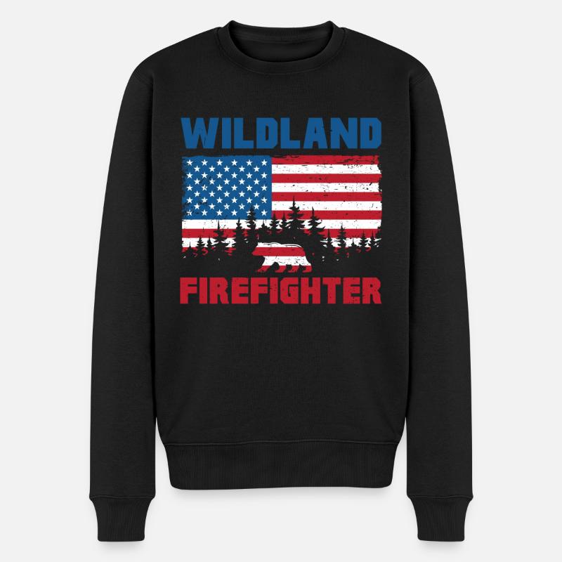 usa flag wildland firefighter Design - Männer Premium Bio Pullover - Schwarz