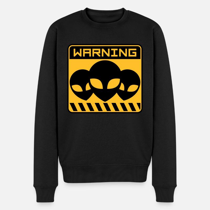 Warning Alien Design Shield - Men's Premium Organic Jumper - black