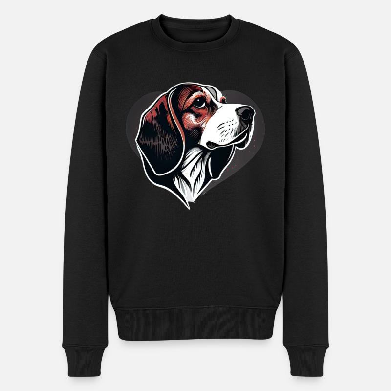 Beagle-Hund im Herzen - Männer Premium Bio Pullover - Schwarz